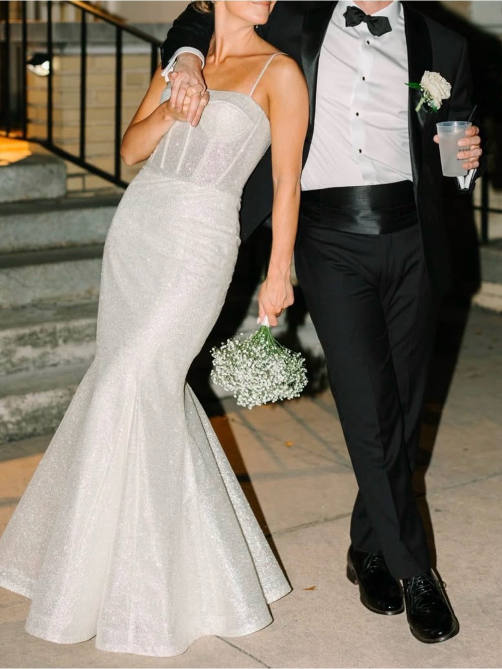 Elegant White Bridal Mermaid Dress with Sparkle